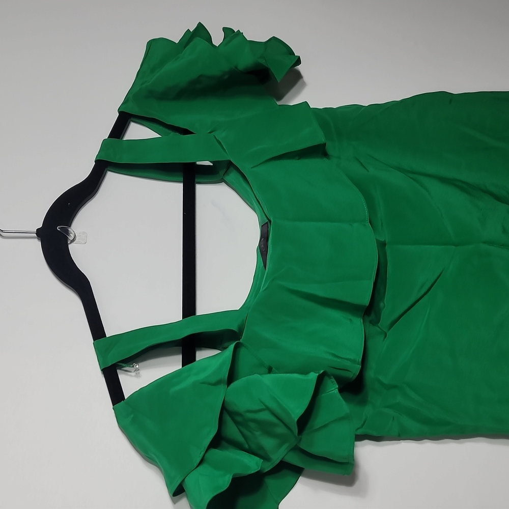 J. Crew Emerald Ruffle Blouse - Picture 2 of 6